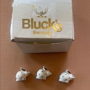 Herend set of 3 vintage polka dot bunnies.  Excellent condition.